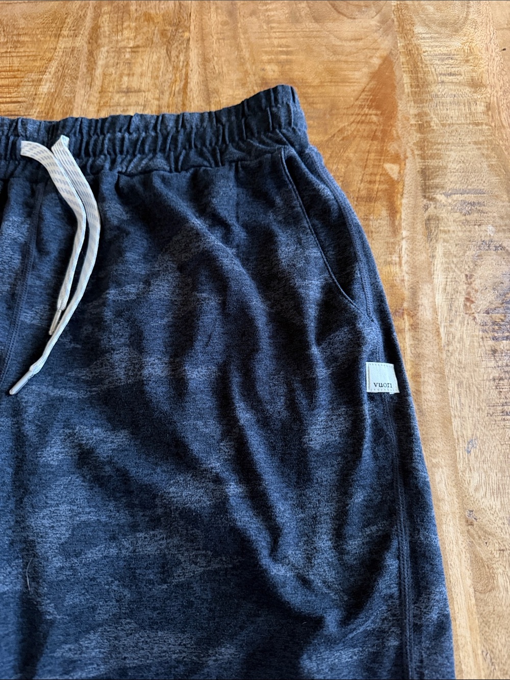 Vuori Dark Charcoal Camo Joggers with White Drawstring - Picture 2 of 4
